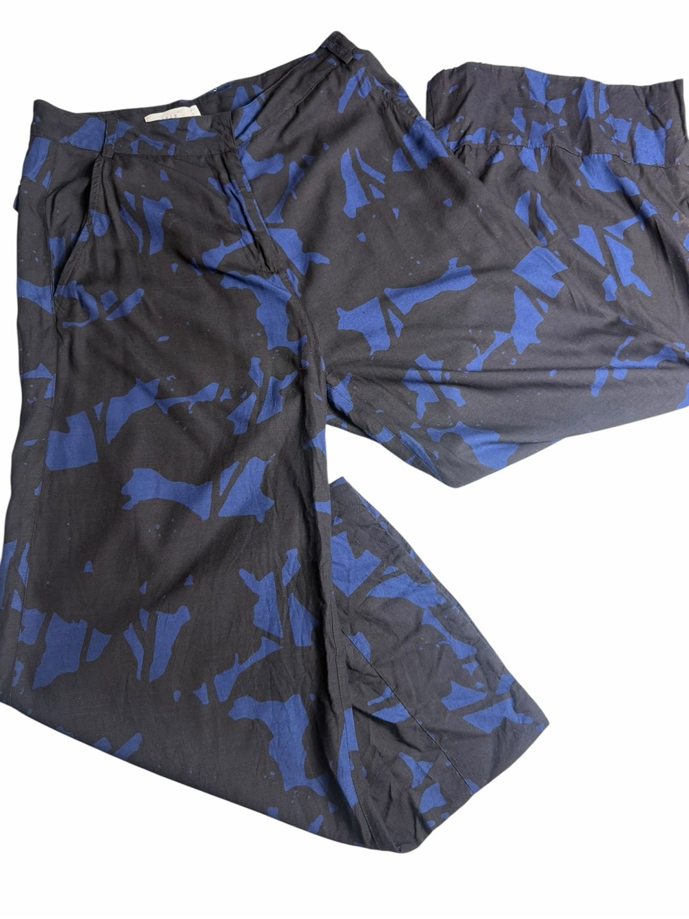 SKFK blue and black abstract print organic cotton wide leg trouser Pants size 4